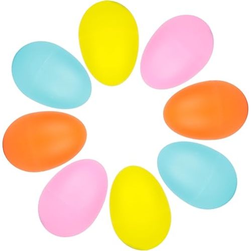 LovesTown 8pcs Plastic Egg Shakers Percussion Instruments Musical Egg Maracas Easter Egg with 4 Colors