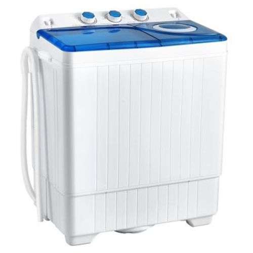 Costway 26 lbs Portable Semi-automatic Twin Tub Washing Machine with Drain Pump Blue