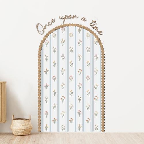 BIG BUNDLE: Once upon a time + striped floral arch decal + wooden frame scalloped arch 90X150 cm