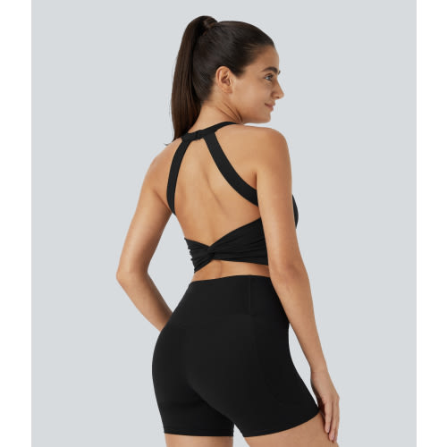 Softlyzero™ Plush Backless Cut Out Twisted Cropped Yoga Tank Top