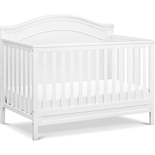 daVinci Charlie 4-in-1 Convertible Crib - GREENGUARD Gold Certified - Converts from Baby Crib to Toddler Bed, Daybed, and Full-Size Bed Effortlessly - 4 Adjustable Heights - Wooden White Baby Bed