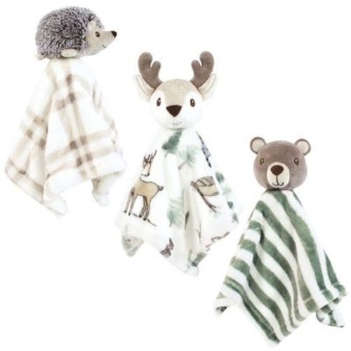 Hudson Baby Animal Face Security Blanket 3-Pack, Forest Animals, One Size