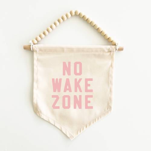 No Wake Zone Canvas Hang Sign: Surf Decor for Kid's Rooms, Surf Nursery, Surf Playroom, Beach House Decor, Coastal Decor {Palm Pink}