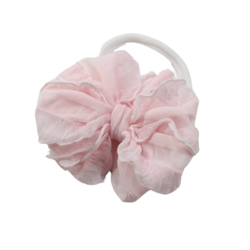 Baby Girls Headband Bows Pink & White