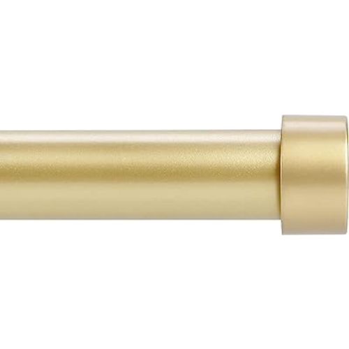 Gold Curtain Rods for Windows 18 to 45 Inch(1.5-3.75 Feet),1" Diameter Drapery Rods with Modern Style End Cap Finials,Size:18-45 Inch