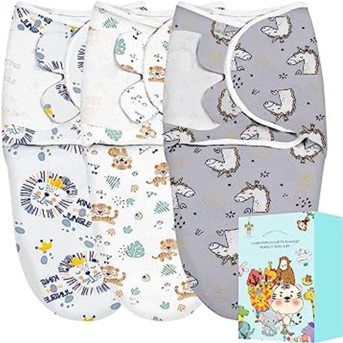 Cute Castle 3-Pack Baby Swaddle Sleep Sacks - Perfect Boxs - Newborn Swaddle Sack - Ergonomic Baby Swaddles Warp Blanket for Boys and Girls (Small 0-3 Months),Unicorn, Lion, Tiger