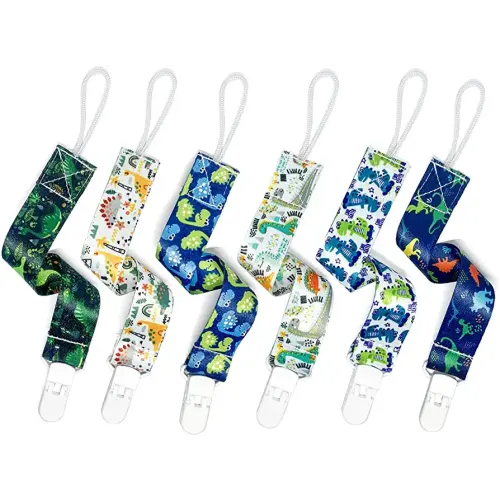 PandaEar Baby Pacifier Clips, 6 Pack Universal Holder Leash for Boys and Girls, Teething Toys Teethers