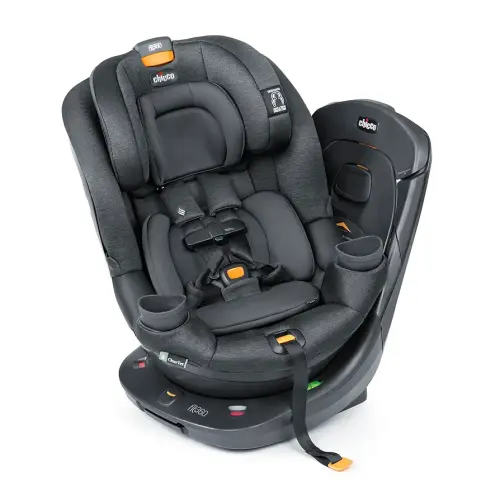 Chicco Fit360 ClearTex Rotating Convertible Car Seat with 360 Degree Rotation for Rear-Facing and Forward-Facing Usage, LeverLock Self-Tensioning Lock System | Slate/Grey