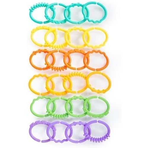 Bright Starts Lots of Links Rings Toys for Stroller or Carrier Seat, BPA-Free, Ages 0 Months Plus, Multicolor, 24 Count