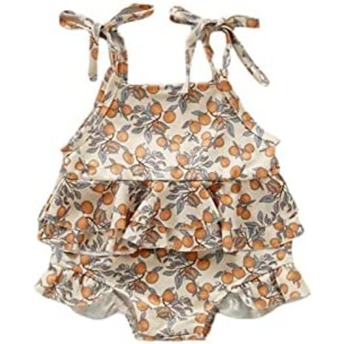 Infant Baby Girl Swimsuit Two-Piece Strap Ruffle Floral Bikini Swimwear Bathing Suit Summer Beach Wear