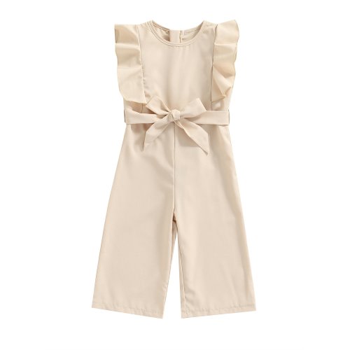 TheFound Toddler Baby Girl Solid Color Sleeveless Ruffle Romper Jumpsuit 1T 2T 3T 4T 5T 6T Summer Outfits
