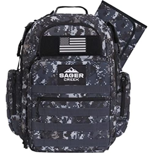 Dad Diaper Bag Backpack with Changing Pad. Waterproof Military Diaper Backpack for Men w/Insulated Compartment (Gray)