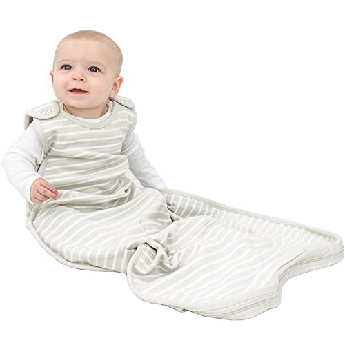 Woolino 4 Season Merino Wool Baby Sleeping Bag - Adjustable Two-Way Zipper for 2-24 Months - Birch Gray