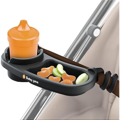Baby Uma Universal Stroller Snack Tray with Stroller Cup Holder - BPA-Free & Non-Slip Universal Snack Tray for Stroller, Tight-Grip Stroller Attachment, Stroller Accessories