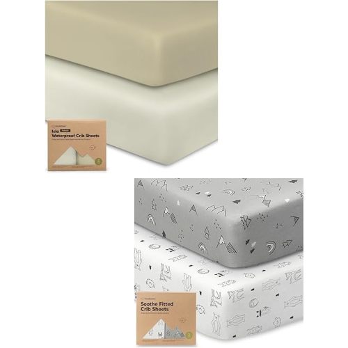 Keababies Waterproof Crib Sheets for Boys, Girls and 2-Pack Crib Sheets - 2-Pack Fitted Crib Sheet, Waterproof Crib Mattress Protector - Soft & Breathable Crib Sheets for Boys and Girls