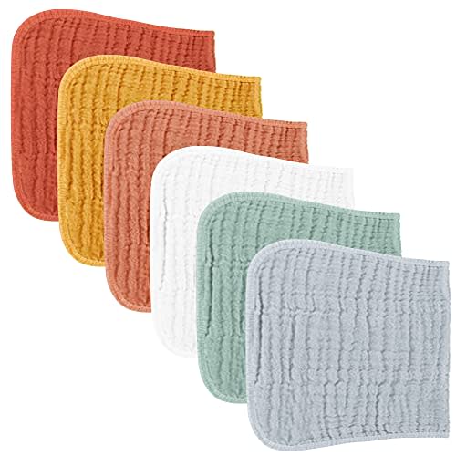 Konssy Muslin Baby Burp Cloths Sets for Unisex- 6 Pack Large 100% Cotton Burping Clothes for Newborn,Baby Girls and Boys
