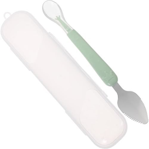 Kisangel Baby Spoon Scraper Feeding Scraper First Mud Puree Shower Silicone Spoon Soft Fruit Food Scraping for Practical Infant Training Scrapping,Green