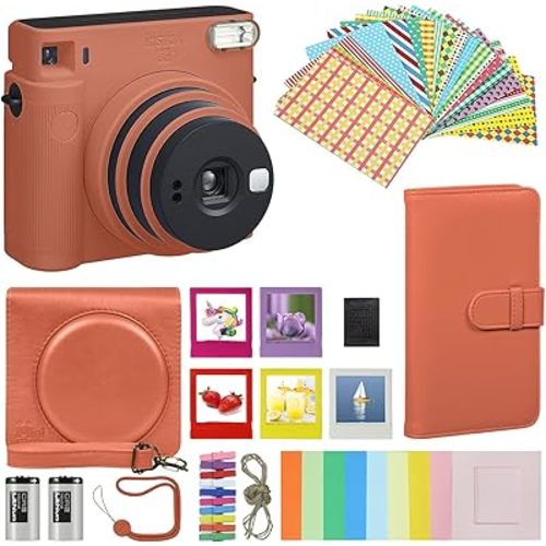 Fujifilm Instax Square SQ1 Instant Camera Terracotta Orange with Carrying Case + Accessories Bundle, Photo Album, Assorted Frames + More