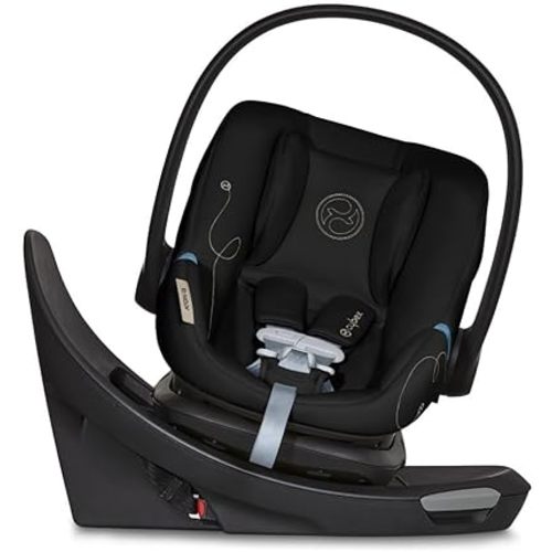 Cybex Aton G Swivel Infant Car Seat with 180-Degree Rotate, Linear Side-Impact Protection, 11-Position Headrest, SensorSafe & Safelock Base, Moon Black