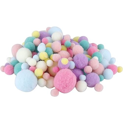 Dragon 150PCS Assorted Sizes & Colors High-Elastic Pom Poms Creative Craft DIY Material