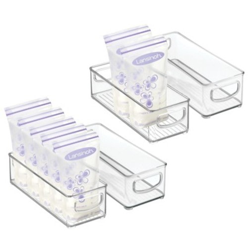 mDesign Plastic Nursery Storage Container Bin with Handles, Color: Clear, Size: 10 x 4 x 3, 4 pack