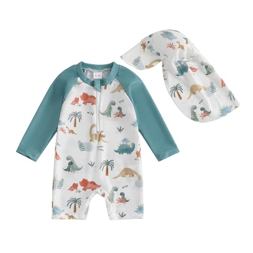 Hnyenmcko Baby/Toddler Boy Rash Guard Swimsuit Long Sleeve One Piece Zipper Swimwear Sunsuit Infant Bathing Suit Beachwear