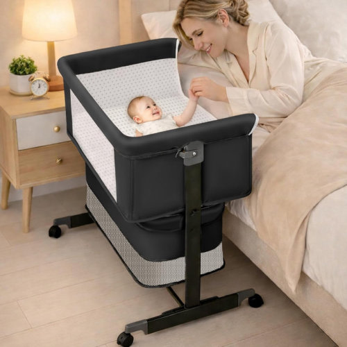Zoomie Kids 3-in-1 Baby Bassinet Bedside Bed | Baby Headboard Bassinet With Wheels And Storage Basket, Full Mesh And Adjustable Height Headboard Crib Essential Items For Newborns 0-6 Months & Reviews | Wayfair
