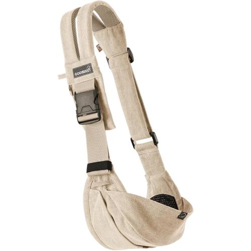 GOOSEKET 365 Toddler Carrier, 100% Cotton, Lightweight, Easy-to-USE, Portable, Suitable from 6-48 Months, Supports UP to 44LBS (Beige)