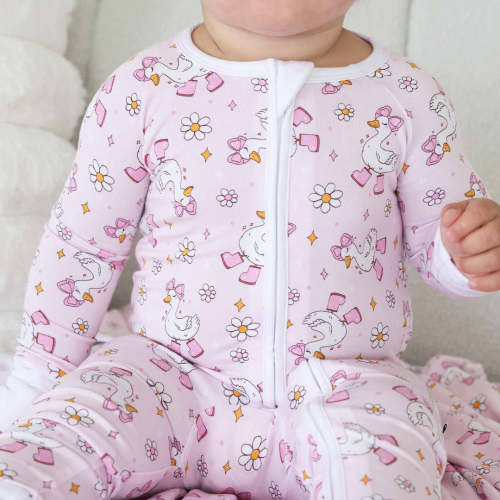 Silly Goose Convertible Zip Romper in Pink | Caden Lane