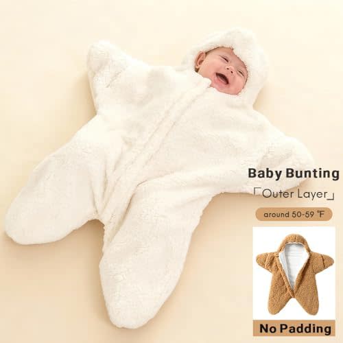 BINIDUCKLING Baby Bunting Suit Starfish Outfit for Fall & Winter Fleece Pramsuit 3-12 Months