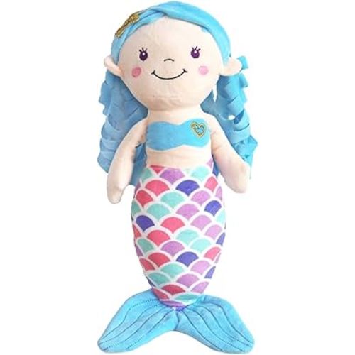 Mermaid Doll for Girls, Mermaid Princess Plush, Soft and Snuggly Plush Animal, Lovely Bright Colors, Perfect for Nap Time, Sleep, Travel, Play Time, Birthday Present, 16 Inches (Blue Color)