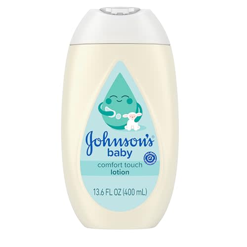 Johnson's Baby Comfort Touch Newborn Baby Face & Body Lotion, Silky Moisturizing Lotion, Baby Essentials, Hypoallergenic, No added Parabens &Dyes, 13.6 fl. oz