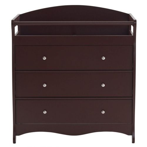 Solid Wood Changing Table with Three Drawers - N/A Brown