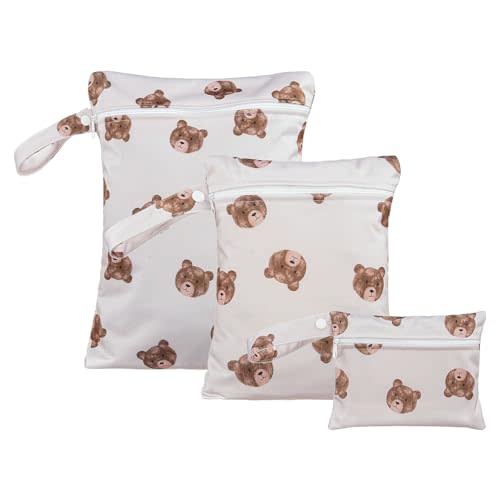 HappyFlute 3 Set Wet Bag Storage Bag Zipper Waterproof Washable Travel Bags, Beach, Pool, Gym Bag for Cloth Diaper, Swimsuits & Wet Clothes(HF01)