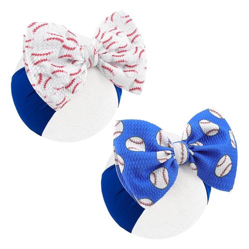 YanJie 6" Baby Girls Headbands Baseball Bow Blue Sports Printed Wide Headbands Softball Handmade Hairbands Game Day Hair Accessories Costume Gift