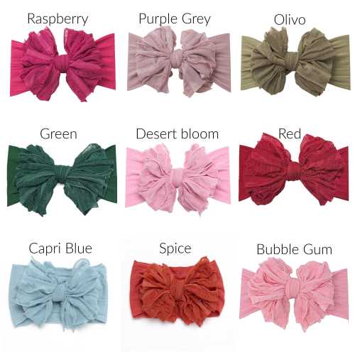 Big Ruffle Bow Nylon Headband, Baby Girl Headbands, Baby Hair Bows, Toddler Headband, Pink Newborn Headbands, Baby Girl Headwraps, Baby Gift
