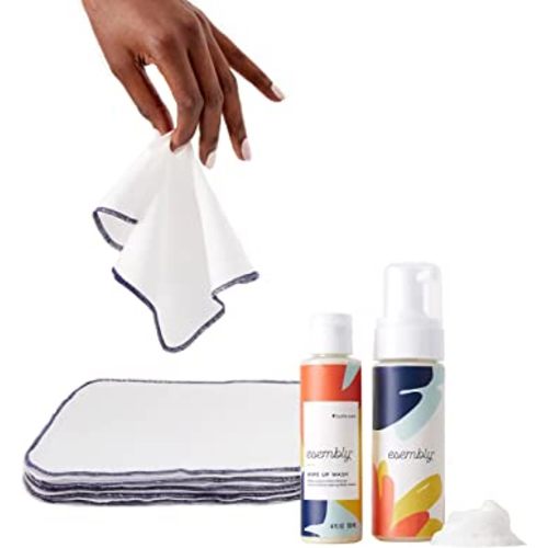 Esembly Wipe Up Wash Kit and 12pk Wipe Ups Bundle, Organic Cotton Reusable Diaper Wipes (Generation 1), plus Organic No-Rinse Foaming Wipes Solution, Kit Includes - Refillable Foamer Bottle, Concentrate and Washable Wipe Ups