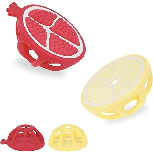 Pomegranate and Lemon Silicone Teethers Baby Teething Toys, Newborn Essentials Must Haves, Easy-to-Hold Design Teething Ball Baby Essentials, BPA-Free