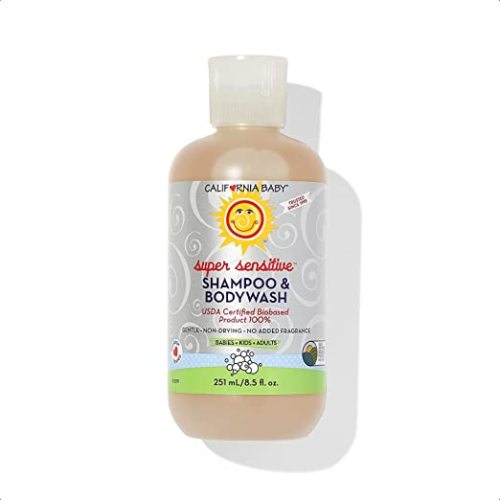 California Baby Super Sensitive Body Wash & Shampoo for Kids - Allergy Tested, Unscented Baby and Toddler Shampoo for Dry, Sensitive Skin - 100% Plant-Based (USDA Certified) 251 mL / 8.5 fl. oz.