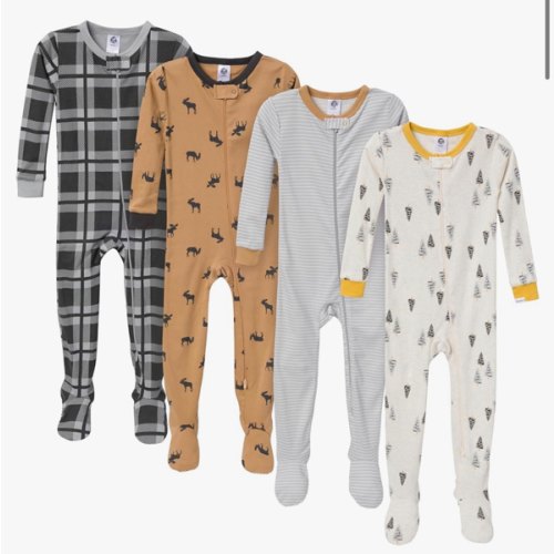 Gerber baby-boys Baby-boys 4-pack Footed Pajamas
