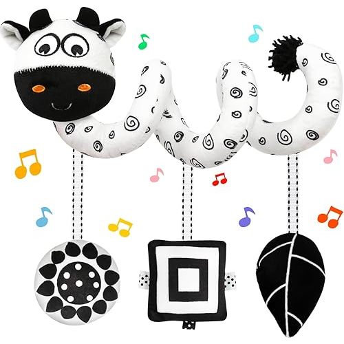 Black and White High Contrast Baby Toys - Sensory Infant Hanging Carseat & Stroller Toy for Newborns 0-6,6-12Months Perfect Easter Birthday & Baby Shower for Babies Boys Girls