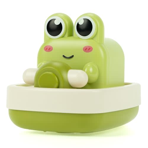 DUCKBOXX XX Wind-up Boating Frog Bath Toy with Spin Propeller, No Battery Mold-Free Anti-Rust Interactive Montessori Toy for Kids