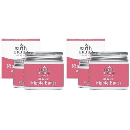 Earth Mama Organic Nipple Butter™ | Nipple Cream Safe for Breastfeeding | Postpartum Essentials for Nursing | Non Lanolin Nipple Cream, 2 fl oz (2-Pk)