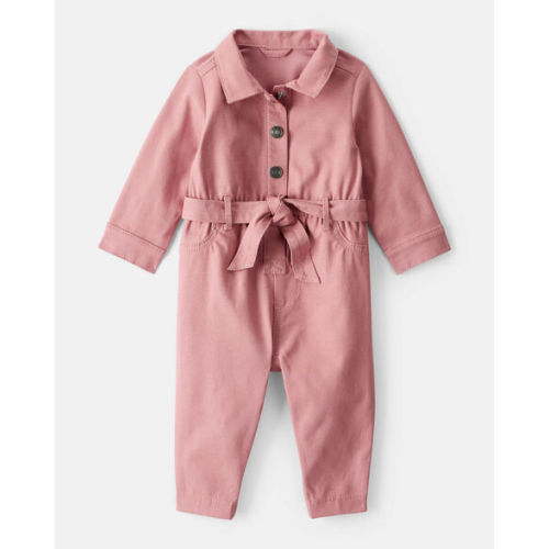 Baby Girl Cotton Long-Sleeve Jumpsuit - Pink - Carter's | Carter's