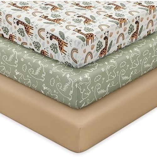 Looxii Baby Crib Sheets for Boys Girls, 3 Pack Fitted Crib Sheet for Standard Crib and Toddler Mattress, Ultra Soft Breathable Microfiber Baby Sheet 52x28x8in