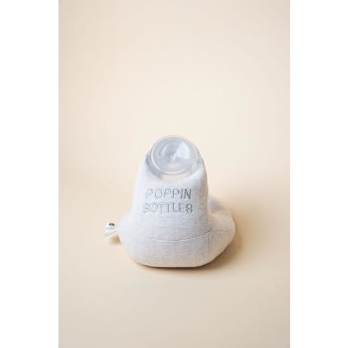 Fuzzy Feeder Bottle Holder for Baby - Poppin Bottles - Promotes Motor Skill Development and Independence - Soft with Secure Adjustable Velcro Closure