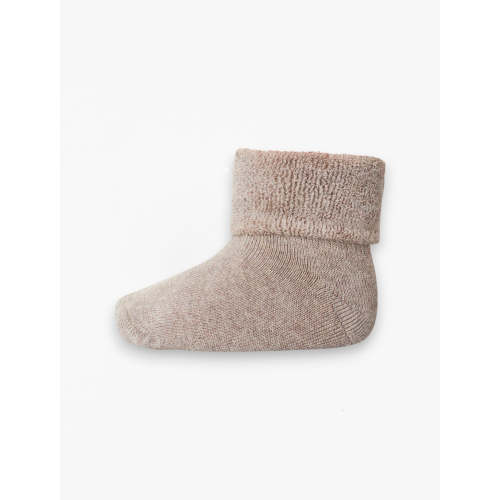 Cotton Terry Baby Socks in Light Brown Melange
