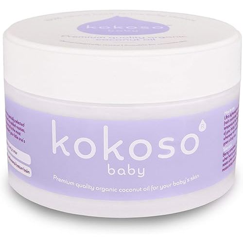 Kokoso Baby Organic Coconut Oil – Moisturising 100% Natural Baby Oil for Baby Massage, Dry, Sensitive and Normal Baby Skin – 168g