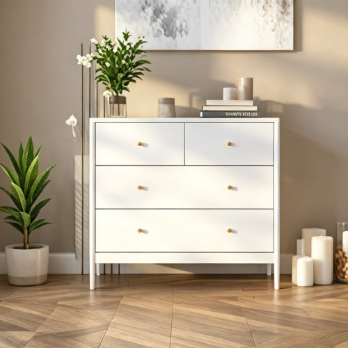Latitude Run® 4-Drawer Wooden Kids Dresser with Spacious Storage, Ideal for Nursery and Bedroom Organization, Safe and Stylish Design. | Wayfair