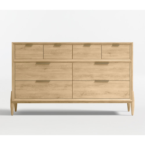 Bodie 54" Natural Oak Wood Wide 8-Drawer Kids Dresser